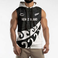 Custom NZ Rugby Sleeveless Zip Hoodie Koru and Silver Fern Sporty Style LT03 - Polynesian Pride