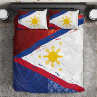 Philippines National Flag Day Bedding Set Polynesian and Yakan Tattoo Brush Style