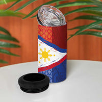Philippines National Flag Day 4 in 1 Can Cooler Tumbler Polynesian and Yakan Tattoo Brush Style