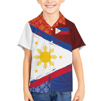 Philippines National Flag Day Family Matching Off Shoulder Maxi Dress and Hawaiian Shirt Polynesian and Yakan Tattoo Brush Style