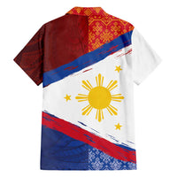 Philippines National Flag Day Family Matching Off Shoulder Short Dress and Hawaiian Shirt Polynesian and Yakan Tattoo Brush Style