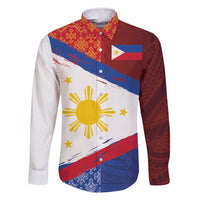 Philippines National Flag Day Family Matching Summer Maxi Dress and Hawaiian Shirt Polynesian and Yakan Tattoo Brush Style