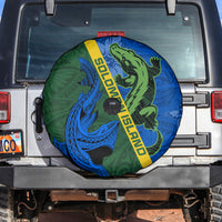 Solomon Island Crocodile and Shark Spare Tire Cover Polynesian Pattern LT03 Blue - Polynesian Pride