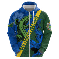 Solomon Island Crocodile and Shark Zip Hoodie Polynesian Pattern LT03 - Polynesian Pride
