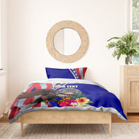 Personalised American Samoa and United States Bedding Set Bald Eagle and Seal Hibiscus Polynesian Pattern LT03 - Polynesian Pride