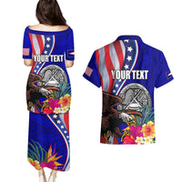 Personalised American Samoa and United States Couples Matching Puletasi and Hawaiian Shirt Bald Eagle and Seal Hibiscus Polynesian Pattern LT03 - Polynesian Pride