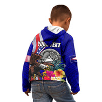 Personalised American Samoa and United States Kid Hoodie Bald Eagle and Seal Hibiscus Polynesian Pattern