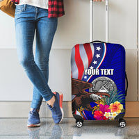 Personalised American Samoa and United States Luggage Cover Bald Eagle and Seal Hibiscus Polynesian Pattern LT03 - Polynesian Pride