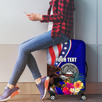 Personalised American Samoa and United States Luggage Cover Bald Eagle and Seal Hibiscus Polynesian Pattern LT03 - Polynesian Pride