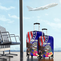 Personalised American Samoa and United States Luggage Cover Bald Eagle and Seal Hibiscus Polynesian Pattern LT03 - Polynesian Pride