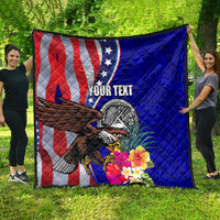 Personalised American Samoa and United States Quilt Bald Eagle and Seal Hibiscus Polynesian Pattern LT03 - Polynesian Pride