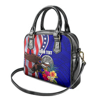 Personalised American Samoa and United States Shoulder Handbag Bald Eagle and Seal Hibiscus Polynesian Pattern LT03 - Polynesian Pride