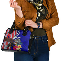 Personalised American Samoa and United States Shoulder Handbag Bald Eagle and Seal Hibiscus Polynesian Pattern LT03 - Polynesian Pride