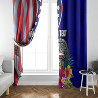 Personalised American Samoa and United States Window Curtain Bald Eagle and Seal Hibiscus Polynesian Pattern LT03 - Polynesian Pride