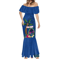Guam Liberation Day 80th Anniversary Mermaid Dress Palm Tree and Seal Artwork Hibiscus Polynesian Pattern LT03 - Polynesian Pride