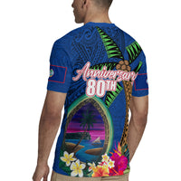 Guam Liberation Day 80th Anniversary Rugby Jersey Palm Tree and Seal Artwork Hibiscus Polynesian Pattern LT03 - Polynesian Pride