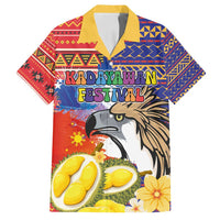Philippines Kadayawan Family Matching Off Shoulder Short Dress and Hawaiian Shirt Filipino Eagle Durian with Polynesian and Igorots Pattern LT03 Dad's Shirt - Short Sleeve Red - Polynesian Pride