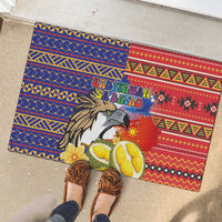 Philippines Kadayawan Rubber Doormat Filipino Eagle Durian with Polynesian and Igorots Pattern