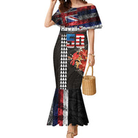 Hawaii Statehood Day Mermaid Dress 50th state of the United States Kakau Tattoos and Hibiscus Grunge - Polynesian Pride