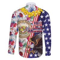 Hawaii and United States Together Family Matching Off Shoulder Short Dress and Hawaiian Shirt Seal of Hawaii and Bald Eagle - Polynesian Pride