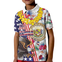 Hawaii and United States Together Kid Polo Shirt Seal of Hawaii and Bald Eagle - Polynesian Pride