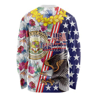 Hawaii and United States Together Long Sleeve Shirt Seal of Hawaii and Bald Eagle - Polynesian Pride