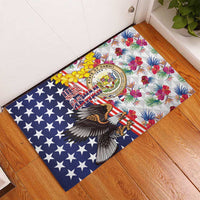 Hawaii and United States Together Rubber Doormat Seal of Hawaii and Bald Eagle - Polynesian Pride