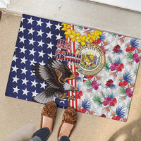 Hawaii and United States Together Rubber Doormat Seal of Hawaii and Bald Eagle - Polynesian Pride