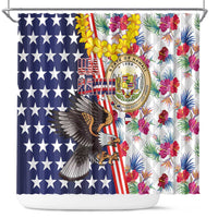 Hawaii and United States Together Shower Curtain Seal of Hawaii and Bald Eagle - Polynesian Pride