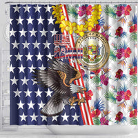 Hawaii and United States Together Shower Curtain Seal of Hawaii and Bald Eagle - Polynesian Pride