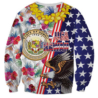Hawaii and United States Together Sweatshirt Seal of Hawaii and Bald Eagle - Polynesian Pride