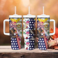Hawaii and United States Together Tumbler With Handle Seal of Hawaii and Bald Eagle - Polynesian Pride