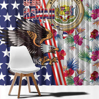Hawaii and United States Together Window Curtain Seal of Hawaii and Bald Eagle - Polynesian Pride