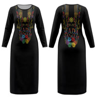 Philippines Kadayawan Festival Couples Matching Long Sleeve Bodycon Dress and Hawaiian Shirt Polynesian Tribal Art Barong Style LT03 - Polynesian Pride