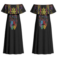 Philippines Kadayawan Festival Couples Matching Off Shoulder Maxi Dress and Hawaiian Shirt Polynesian Tribal Art Barong Style LT03 - Polynesian Pride