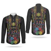 Philippines Kadayawan Festival Couples Matching Off Shoulder Maxi Dress and Long Sleeve Button Shirt Polynesian Tribal Art Barong Style LT03 - Polynesian Pride