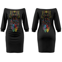 Philippines Kadayawan Festival Couples Matching Off The Shoulder Long Sleeve Dress and Long Sleeve Button Shirt Polynesian Tribal Art Barong Style LT03 - Polynesian Pride