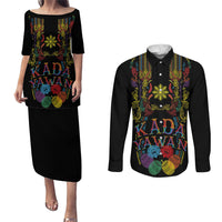 Philippines Kadayawan Festival Couples Matching Puletasi and Long Sleeve Button Shirt Polynesian Tribal Art Barong Style