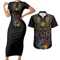 Philippines Kadayawan Festival Couples Matching Short Sleeve Bodycon Dress and Hawaiian Shirt Polynesian Tribal Art Barong Style LT03 Black - Polynesian Pride