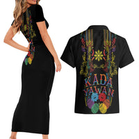 Philippines Kadayawan Festival Couples Matching Short Sleeve Bodycon Dress and Hawaiian Shirt Polynesian Tribal Art Barong Style