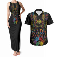 Philippines Kadayawan Festival Couples Matching Tank Maxi Dress and Hawaiian Shirt Polynesian Tribal Art Barong Style LT03 Black - Polynesian Pride
