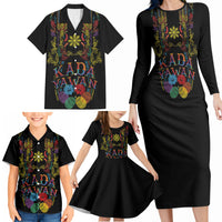 Philippines Kadayawan Festival Family Matching Long Sleeve Bodycon Dress and Hawaiian Shirt Polynesian Tribal Art Barong Style LT03 - Polynesian Pride
