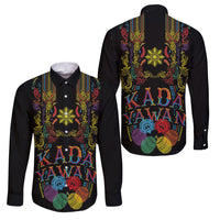 Philippines Kadayawan Festival Family Matching Long Sleeve Bodycon Dress and Hawaiian Shirt Polynesian Tribal Art Barong Style LT03 Dad's Shirt - Long Sleeve Black - Polynesian Pride
