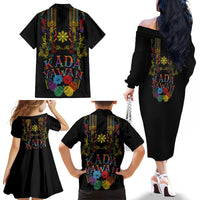 Philippines Kadayawan Festival Family Matching Off The Shoulder Long Sleeve Dress and Hawaiian Shirt Polynesian Tribal Art Barong Style