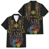 Philippines Kadayawan Festival Family Matching Off The Shoulder Long Sleeve Dress and Hawaiian Shirt Polynesian Tribal Art Barong Style LT03 Dad's Shirt - Short Sleeve Black - Polynesian Pride