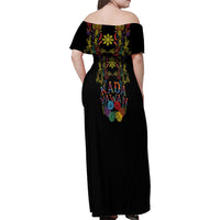 Philippines Kadayawan Festival Family Matching Off Shoulder Maxi Dress and Hawaiian Shirt Polynesian Tribal Art Barong Style