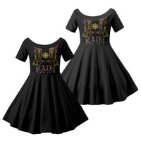Philippines Kadayawan Festival Family Matching Short Sleeve Bodycon Dress and Hawaiian Shirt Polynesian Tribal Art Barong Style LT03 Daughter's Dress Black - Polynesian Pride