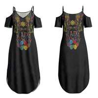 Philippines Kadayawan Festival Family Matching Summer Maxi Dress and Hawaiian Shirt Polynesian Tribal Art Barong Style LT03 Mom's Dress Black - Polynesian Pride