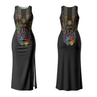 Philippines Kadayawan Festival Family Matching Tank Maxi Dress and Hawaiian Shirt Polynesian Tribal Art Barong Style LT03 Mom's Dress Black - Polynesian Pride