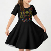 Philippines Kadayawan Festival Kid Short Sleeve Dress Polynesian Tribal Art Barong Style LT03 KID Black - Polynesian Pride